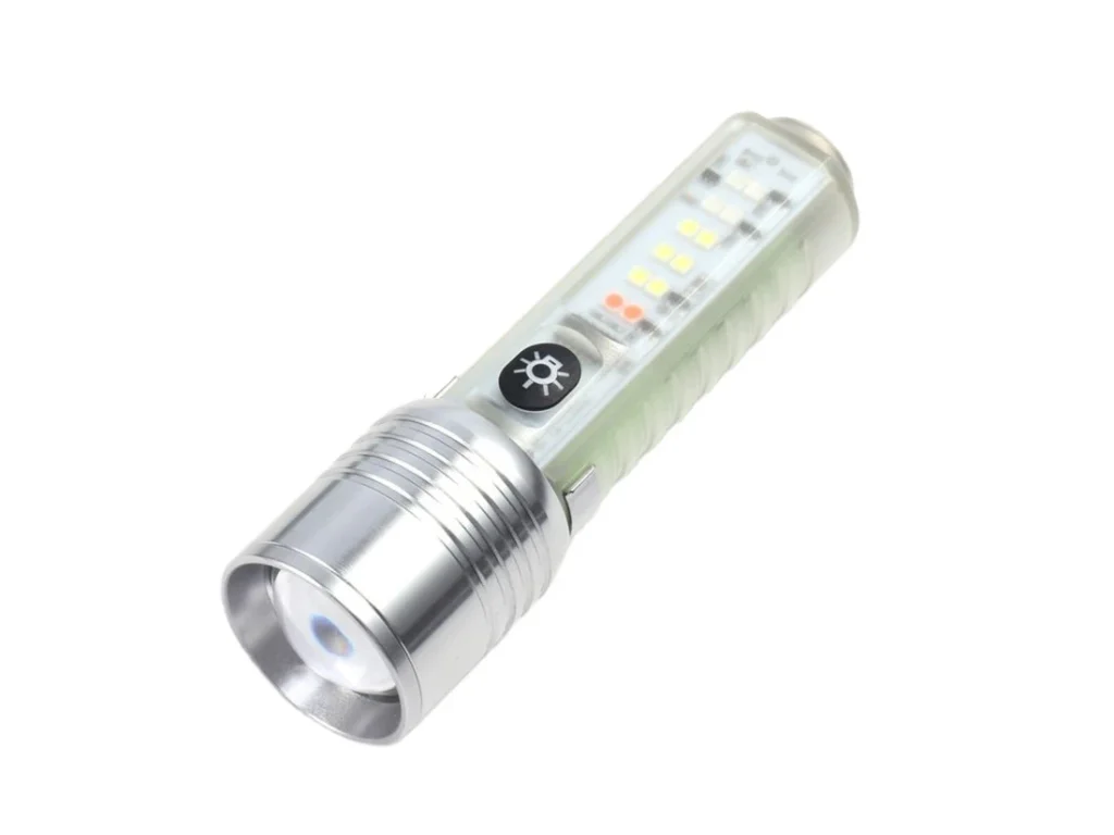Фонарь в руку 520D (T-6, Аккум.-встроенный, Type-C, фокус) боковые диоды RGB, карабин