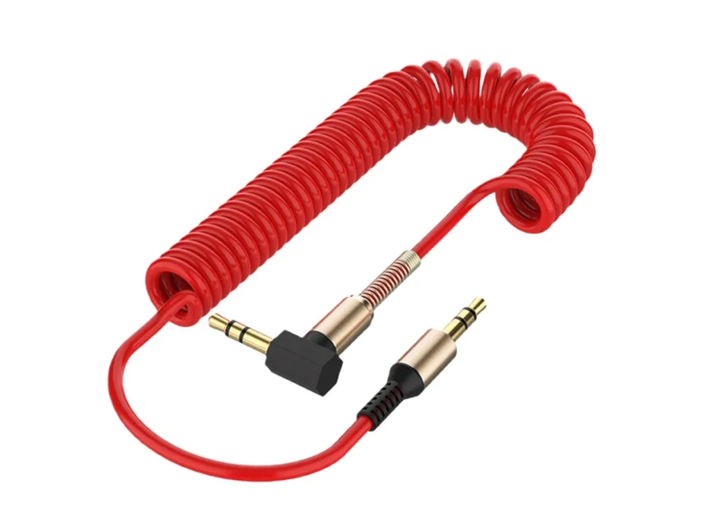 AUX 1,8м. (JD-238) СПИРАЛЬ угловой с пружиной (Red)
