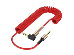 AUX 1,8м. (JD-238) СПИРАЛЬ угловой с пружиной (Red)
