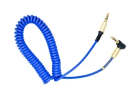 AUX 1.8м. (JD-238) СПИРАЛЬ угловой с пружиной (Blue)