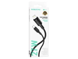 Кабель Type-C - 8 pin Borofone BX111 Feliz, 1.0м, 3.0A, PD27Вт, пластик, цвет: чёрный (1/360)