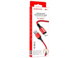 Кабель USB - 8 pin Borofone BX54, 1.м, 2.4A, нейлон, цвет: красный (1/360)