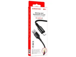 Кабель USB - 8 pin Borofone BX54, 1.м, 2.4A, нейлон, цвет: черный (1/360)
