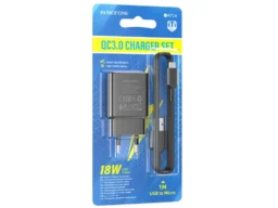 СЗУ 1 USB Borofone BA72A Spring, пластик, QC3.0, кабель микро USB, цвет: чёрный (1/60/240)