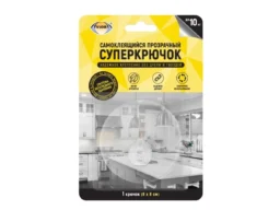 Крючки самоклеящиеся прозр. суперкрючок 1 шт. (8*8 см), AVIORA, блистер, шоу-бокс 12 /48