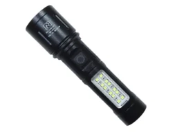Фонарь в руку 603 (T-6, Аккум.-встроенный, кейс, micro-USB, фокус) + боковой диод, +красный