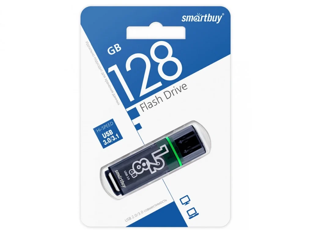 USB 3.0 128GB Smart Buy Glossy темно серый