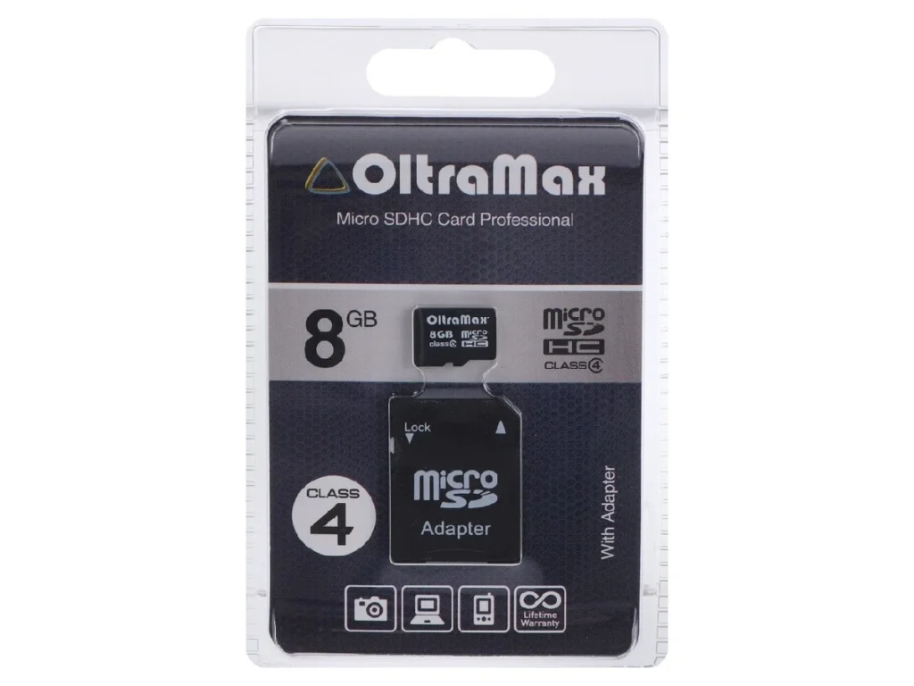 MicroSD 8GB OltraMax Class 4 + SD адаптер
