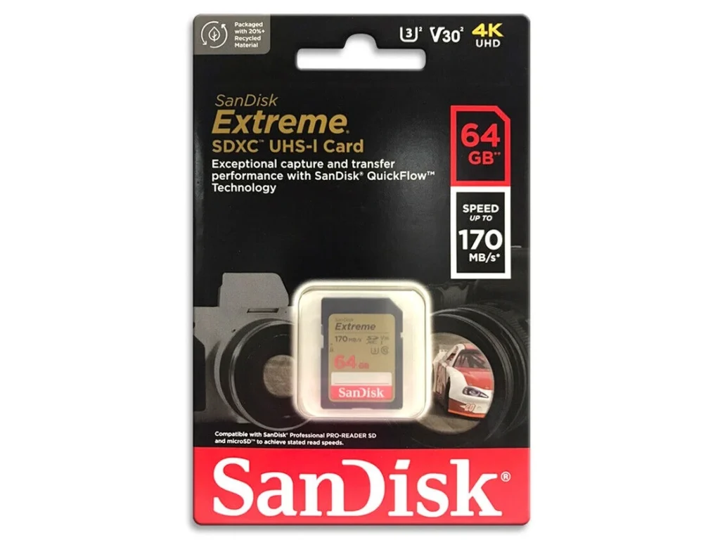 SDXC 64GB SanDisk Class 10 Extreme Pro V30 UHS-I U3 (170 Mb/s)