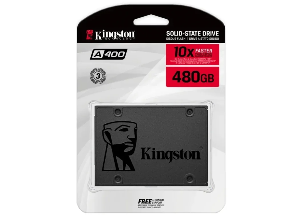 Внутренний SSD Kingston 480GB A400, SATA-III, R/W - 450/500 MB/s, 2.5", TLC