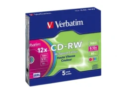 Диск VERBATIM CD-RW 80 (8-12x) Slim Color (5) (100)