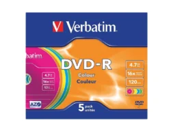 Диск VERBATIM DVD-R 4.7 GB (16х) Slim Color (5) (100)