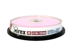 Диск MIREX DVD+RW 4,7 Гб 4X Cake box 10 (10/300)