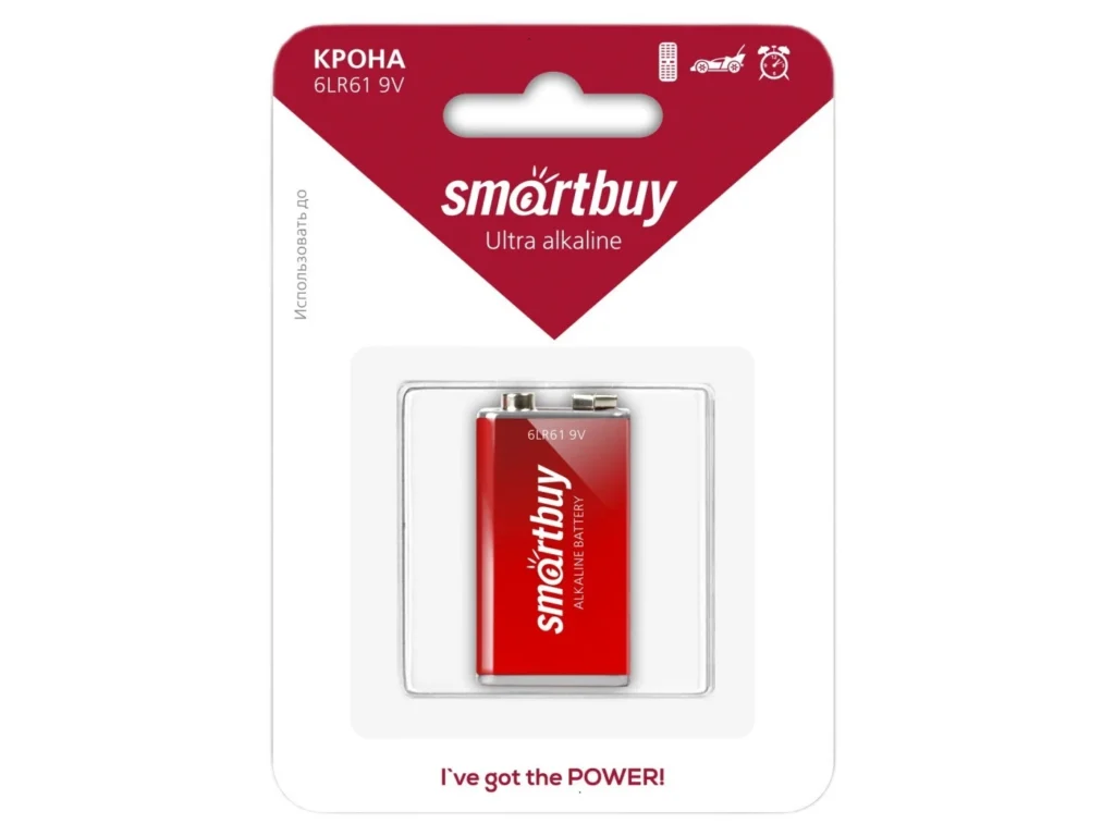 Элемент питания SMARTBUY 6LR61/1B (алкалин. крона) (1 бл) (12/240)