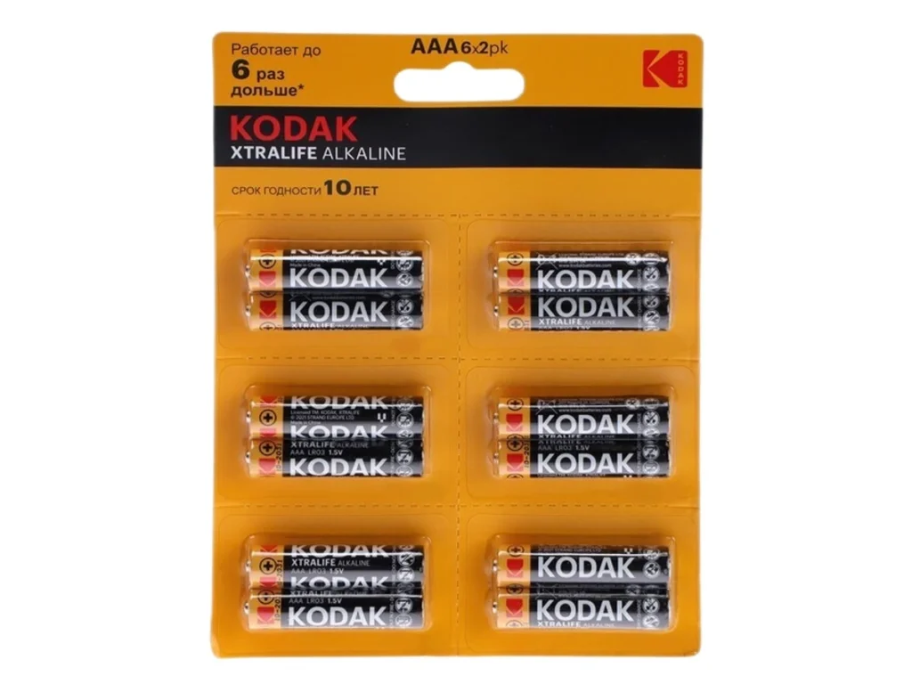 Элемент питания KODAK XTRALIFE LR03 12BL (6x2BL) [KAAA-2x6 perf] (144/576/43200)