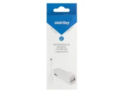 АЗУ SMARTBUY NOVA MKII, 2.1А, 1USB витой кабель 8pin для 5/5S/6/6S/SE/7, белый