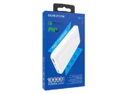 Акк.внешн. Borofone BJ9, Uranus, 10000mAh, пласт, дисплей, QC3.0, 2 USB выхода, микро, Type-C ,белый