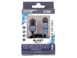 Кабель BLAST BMC-310, USB 2.0 - 8 pin Lightning, micro USB, черный, плоский, комбинированный, 1 м.