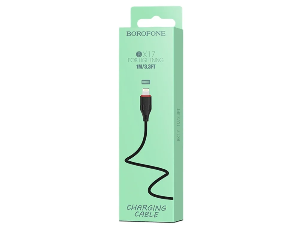 Кабель USB - 8 pin Borofone BX17 Enjoy, 1.0м, круглый, 2.4A, силикон, цвет: чёрный(1/648)