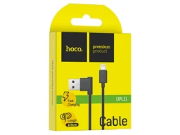 Кабель USB - 8 pin HOCO UPL11, 1.2м, круглый, 2.1A, силикон, боковой, цвет: чёрный (1/50/500)