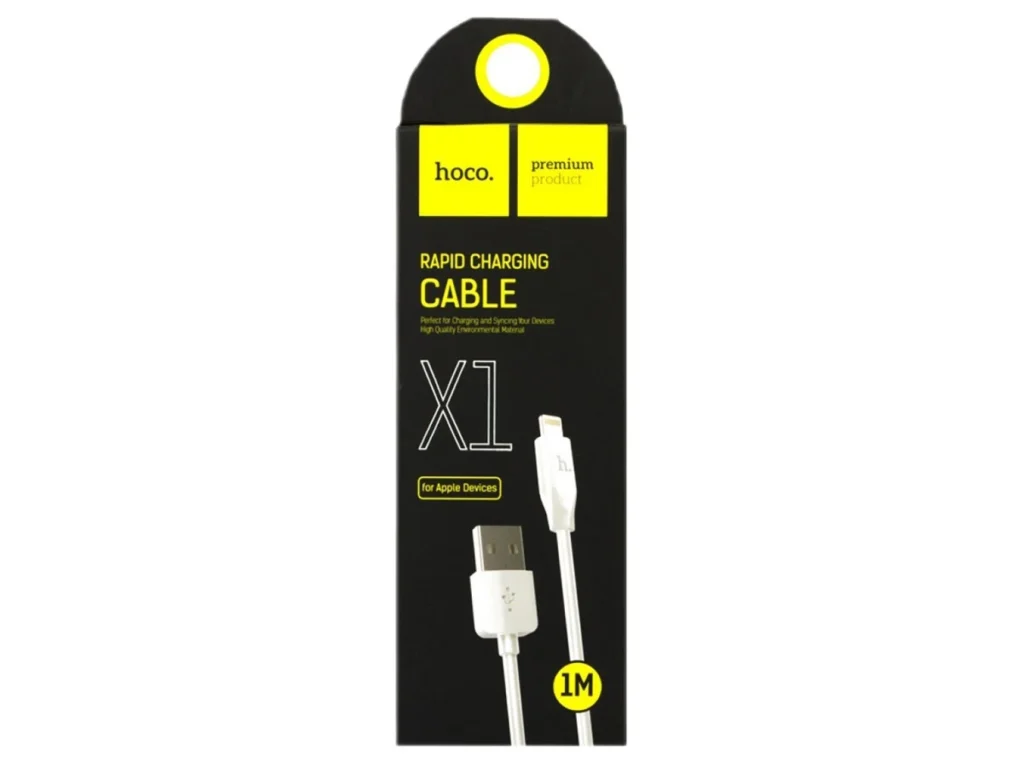 Кабель USB - 8 pin HOCO X1 Rapid, 1.0м, круглый, 2.1A, силикон, цвет: белый (1/30/300)