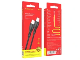 Кабель Type-C - Type-C Borofone BX51 Triumph, 1.0м, круглый, 3,0А, пластик, PD60W, цвет: чёрный(1/36