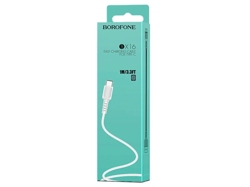 Кабель USB - Type-C Borofone BX16 Easy, 1.0м, круглый, 3.0A, силикон, цвет: белый (1/648)