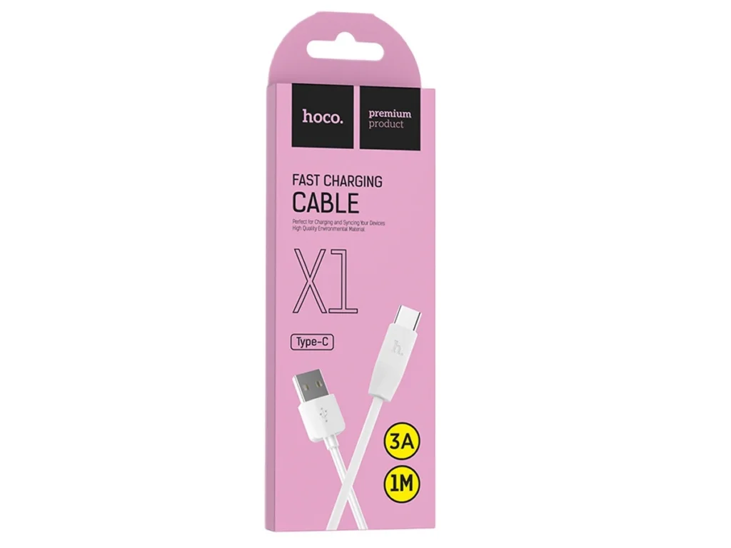 Кабель USB - Type-C HOCO X1 Rapid, 1.0м, круглый, 2.1A, силикон, цвет: белый (1/30/300)