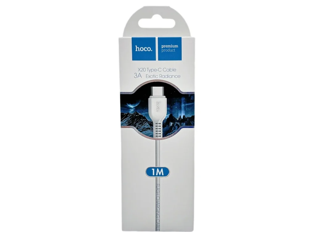 Кабель USB - Type-C HOCO X20, 1.0м, круглый, 3.0A, силикон, цвет: белый (1/30/300)