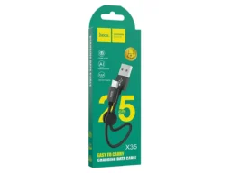 Кабель USB - Type-C HOCO X35 Premium, 0.25м, круглый, 3,0А, ткань, цвет: чёрный (1/31/310)