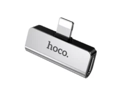Переходник 8 pin - 2xApple 8 pinf) HOCO LS24, плоский, пластик, цвет: серебряный(1/31/310)