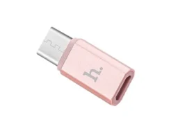 Переходник Type-C - микро USB(f) HOCO, плоский, пластик, цвет: розовое золото (1/200/1200)