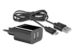 Адаптер сетевой Defender UPC-21, черный, 2xUSB, 5V/2.1А, кабель microUSB (1/100)