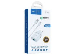 СЗУ 1 USB HOCO C12Q 3000mA, пластик, QC3.0, кабель микро USB, цвет: белый (1/10/1