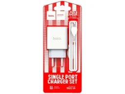 СЗУ 1 USB HOCO C81A 2100mA, огнестойкий, кабель микро USB, X37 cool, цвет: белый