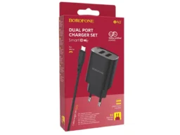 СЗУ 2 USB Borofone, BN2, 2100mA, пластик, кабель микро USB, цвет: чёрный(1/60/240)