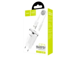 СЗУ 1 USB HOCO C37A, Thunder, 2400mAh, пластик, кабель 8 pin, цвет: белый (1/21/126)