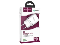 Блок питания сетевой 1 USB HOCO N3, Special single, 3000mA, пластик, огнестойкий, QC3.0, белый
