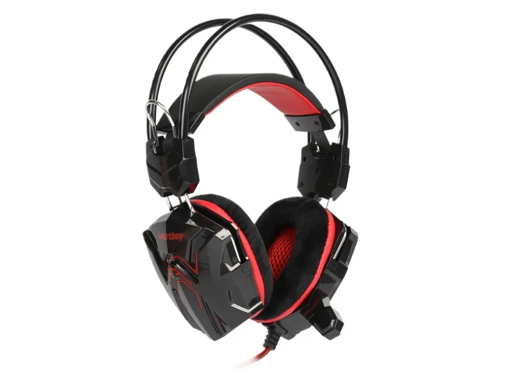Гарнитура Smartbuy RUSH SNAKE, черная/красная, игровая, велюровые амбушюры, шнур 2,2 м.