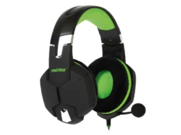 Гарнитура Smartbuy RUSH VIPER, черная/зеленая, игровая, велюровые амбушюры, шнур 1м+2м.