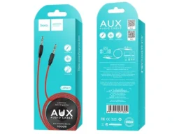 Кабель AUX, Jack 3,5mm(m) - Jack 3,5mm(m) HOCO UPA11, 1.0м, круглый, силикон, цвет: красный (1/30/30