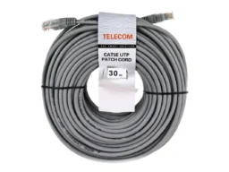 Патч-корд литой TELECOM UTP Кат. 5е, серый, 30 м. (1/25)