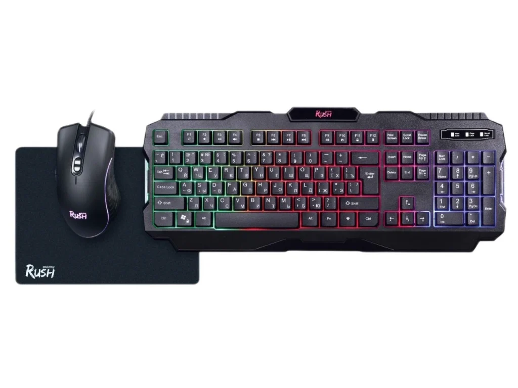 Набор игровой клавиатура+мышь+коврик Smartbuy RUSH Shotgun черный, RGB подсветка, USB (1/10)