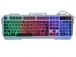 Клавиатура NAKATOMI Gaming KG-35U, игровая с подсветкой, корпус металл, USB, серебристая (1/20)