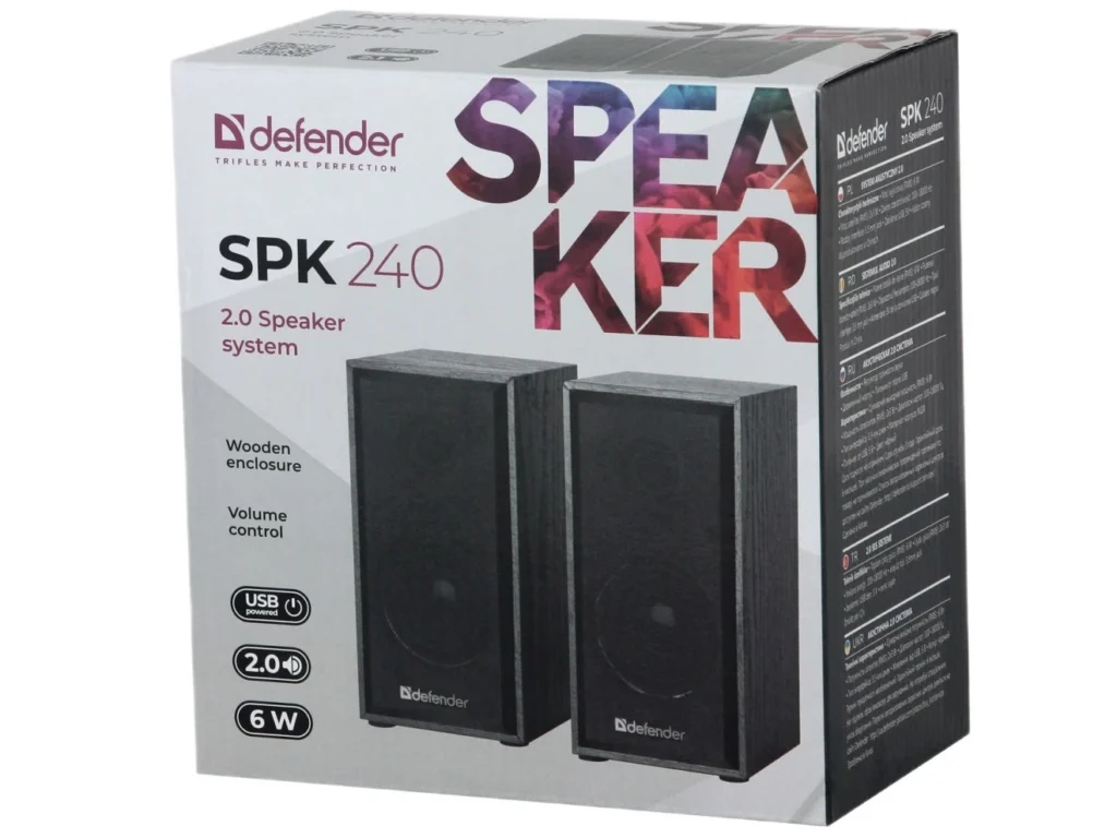 Активная система DEFENDER, 2.0, SPK-240, USB, черная (1/30)