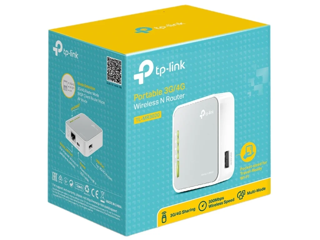 Беспроводной маршрутизатор TP-Link TL-MR3020 N300 10/100BASE-TX/4G ready белый