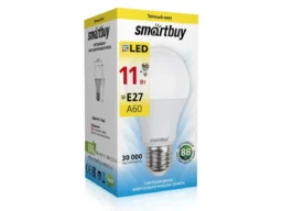 Лампа светодиодная SMARTBUY A60 11Вт 220V 3000K E27 (тёплый свет) (1/10/50)