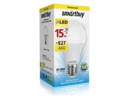 Лампа светодиодная SMARTBUY A60 15Вт 220V 3000K E27 (тёплый свет) (1/10/50)