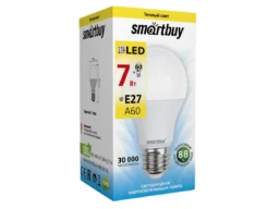 Лампа светодиодная SMARTBUY A60 7Вт 220V 3000K E27 (тёплый свет) (1/10/50)