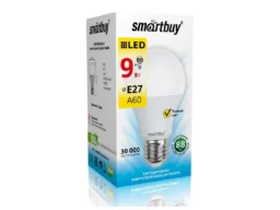 Лампа светодиодная SMARTBUY A60 9Вт 220V 3000K E27 (тёплый свет) (1/10/50)